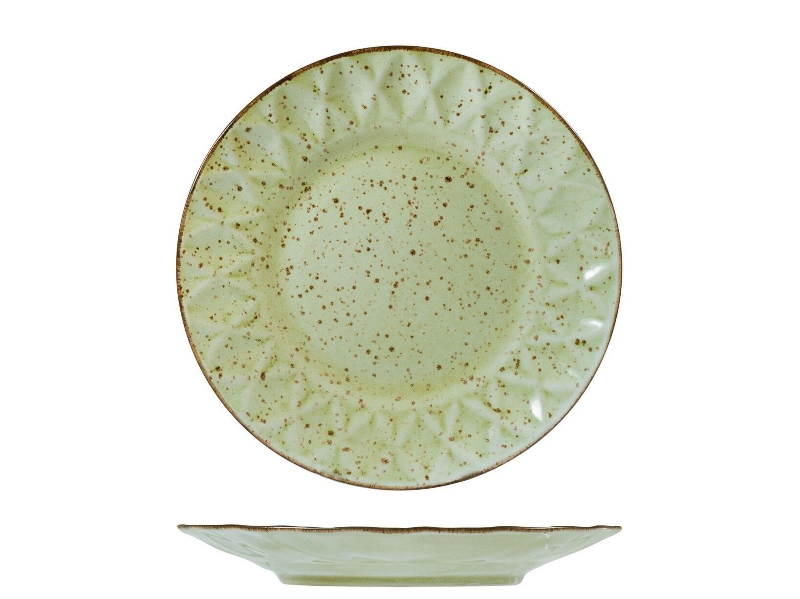 Assiette à fruits Dahlia vert Stone Ware 22,5 cm.