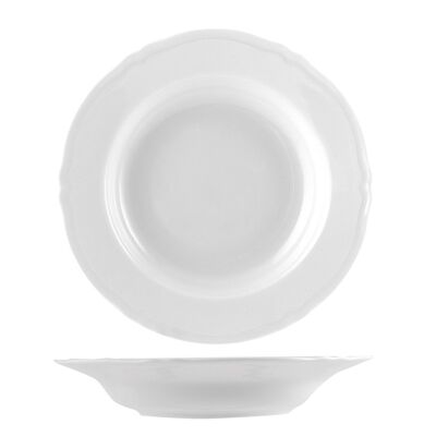 Piatto tavola fondo Alba in porcellana bianco cm 23,5