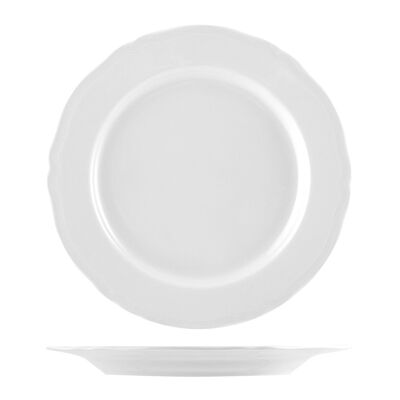 Piatto tavola piano Alba in porcellana bianco cm 26,5