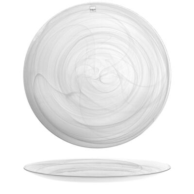 Runde Platte aus Alabaster in weißem Glas 32,5 cm