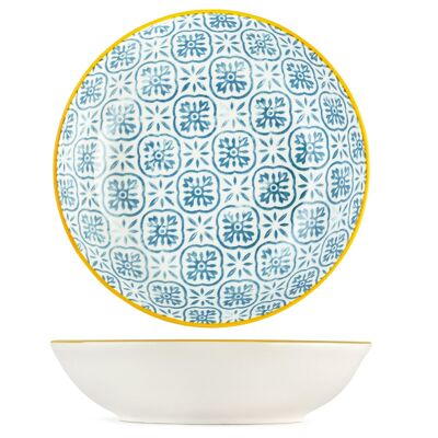 Colorful round plate in decorated porcelain cm 14x3,5h.