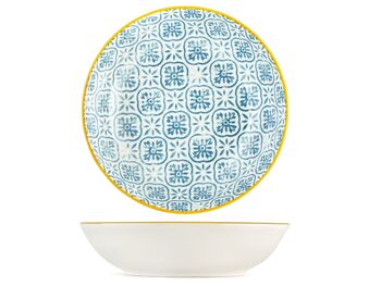 Assiette ronde colorée en porcelaine décorée cm 14x3,5h. 1