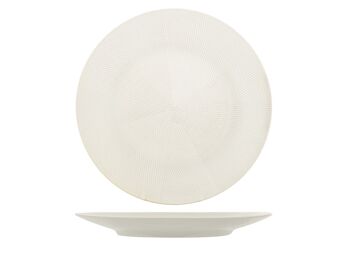 Assiette ronde Peigne en grès blanc 31 cm 2