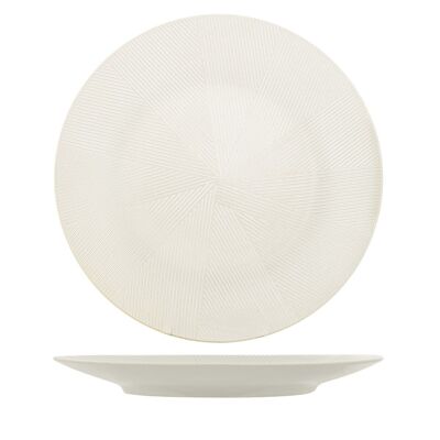 Comb round plate in white stoneware 31 cm