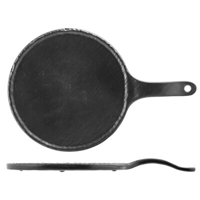 Runder Teller mit Ardesia-Dekoration aus Melamin mit 20 cm langem Griff