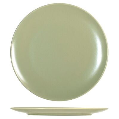 Plato redondo verde Denver de gres 32 cm