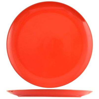 Denver round plate in red stoneware 32 cm