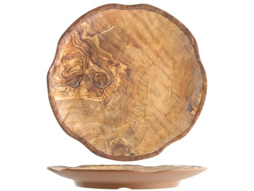 Piatto tondo effetto legno in melamina cm 30,5