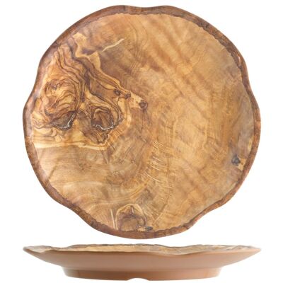 Round plate with wood effect in melamine 30.5 cm