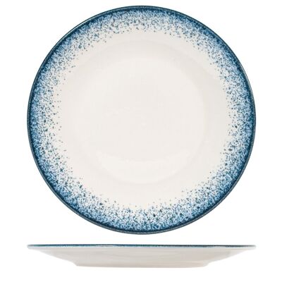 Jupiter round plate in light blue and ivory porcelain cm 30