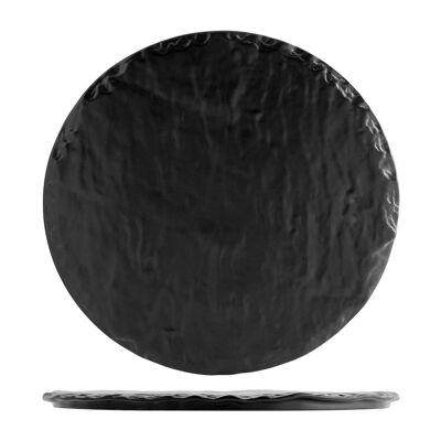 Round plate imitation slate in black porcelain 26 cm