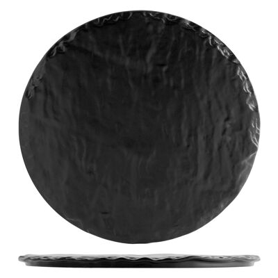 Runder Teller Schieferimitat aus schwarzem Porzellan 31,5 cm