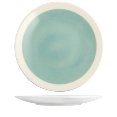 Soleil en faïence blanc et bleu assiette ronde 33 cm