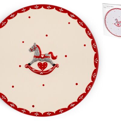 Cavallino round ceramic cake plate cm 30