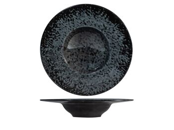 Assiette à pâtes en porcelaine Uranus couleur noire 25 cm. 1