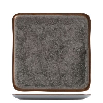 Velvet plate in square stoneware cm 21