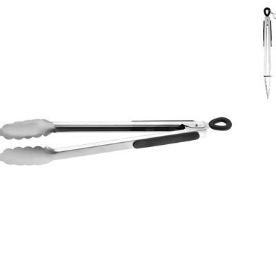 Stainless steel serving tongs Stainless steel top with black handle 30 cm