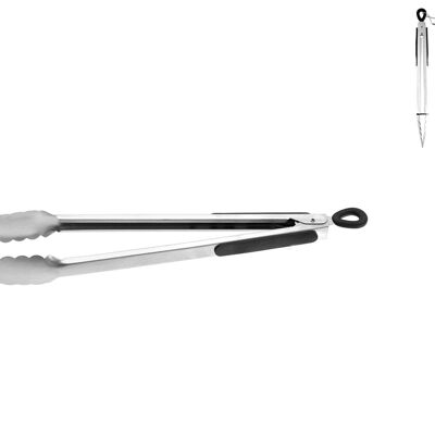 Stainless steel serving tongs Stainless steel top with black handle 35 cm