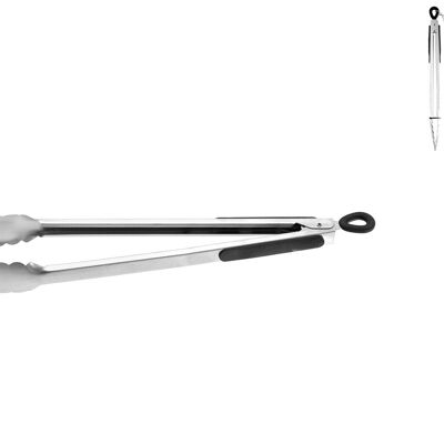 Stainless steel serving tongs Stainless steel top with black handle 40 cm