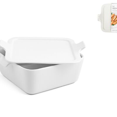 Square ovenproof dish in porcelain with white lid cm 18x7 h