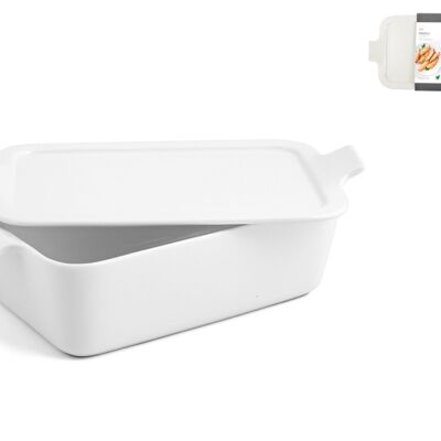 Rectangular ovenproof dish in porcelain with white lid cm 16x23x7 h