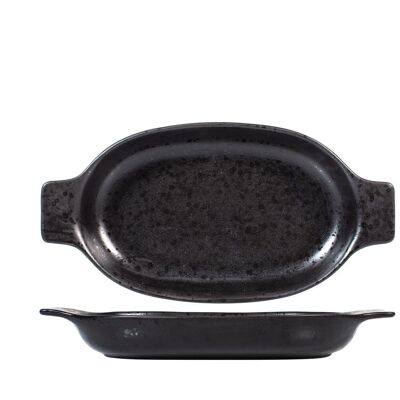Pirofila in stoneware nero ovale cm 27,5x18x4h