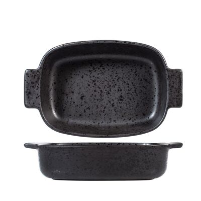 Rectangular dish in black stoneware cm 19x14x5h