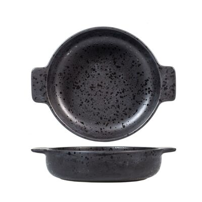 Round dish in black stoneware cm 18x4,5h