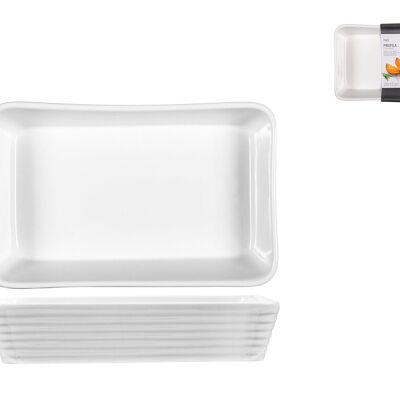 Plat de cuisson rectangulaire en porcelaine blanche 25x15x5,5 cm h