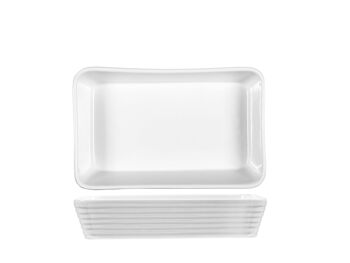 Plat de cuisson rectangulaire en porcelaine blanche 25x15x5,5 cm h 3