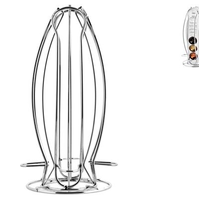Portacápsulas de café en alambre cromado 24 plazas cm 13,5x25,5 h
