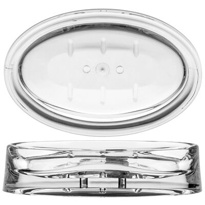 Porte-savon de salle de bain en forme ovale en acrylique transparent