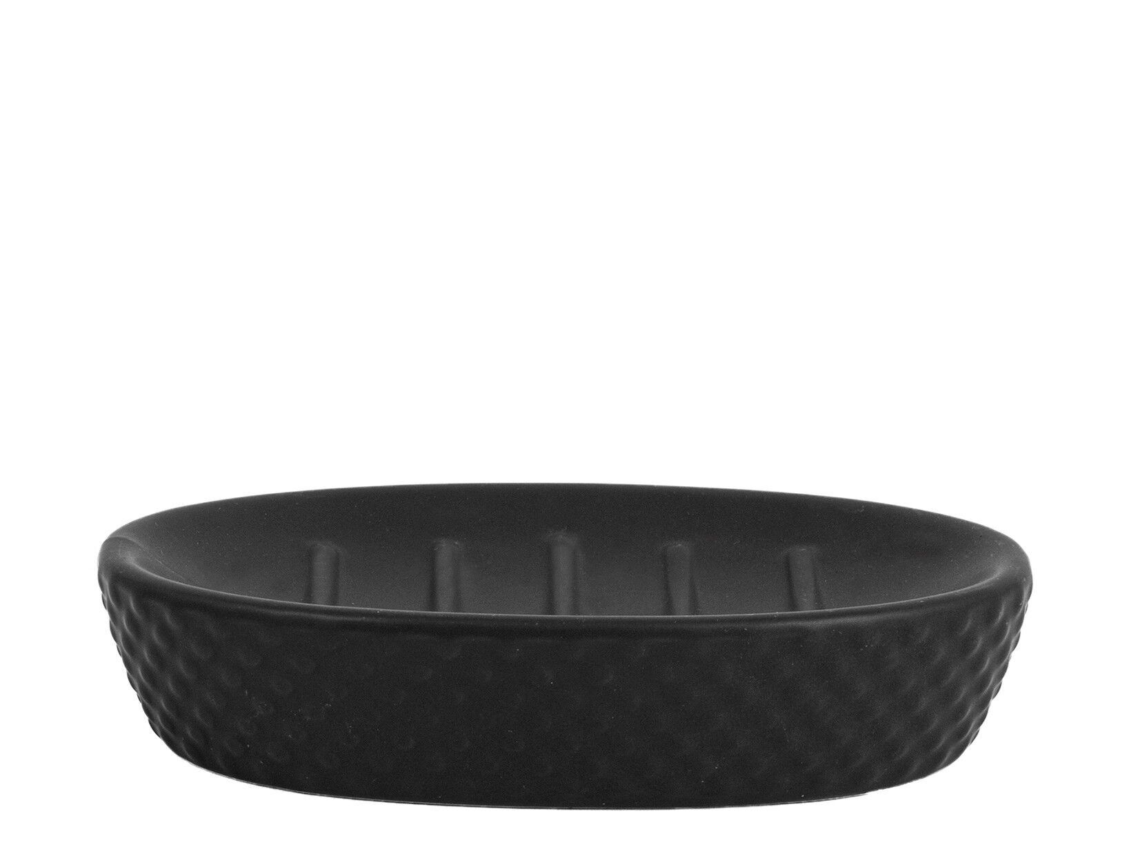 Porta sapone Black&Grey in stoneware nero cm 14x9,5x3 h