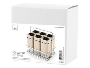 Porte-épices avec 6 pots en verre avec support en acier inoxydable 2