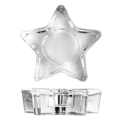 Star glass tealight holder with 5 points 10 cm