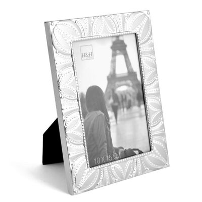Decorated aluminum photo frame 10x15cm