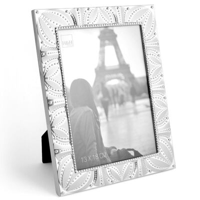 Decorated aluminum photo frame 13x18cm