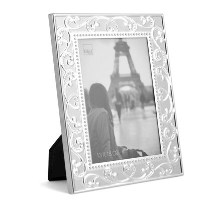 Cadre Photo Aluminium Décoré Dentelle 13x18cm