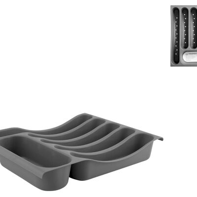 Cubertero de 6 plazas Pop Grey en polipropileno gris cm 38x29x6,5 h