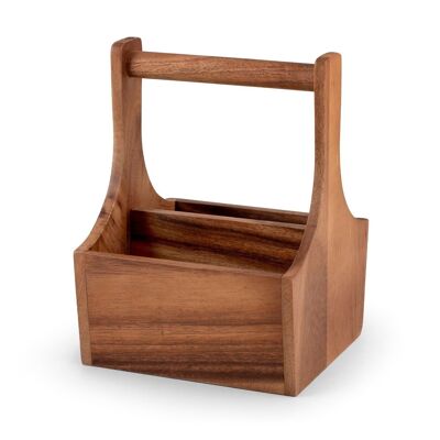 Square shape Acacia wood storage box with 17 cm handle