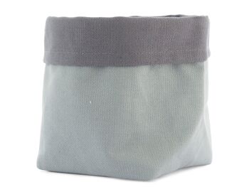 Sac en polyester et coton gris clair avec bordure gris foncé 14x16 cm 2