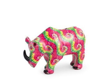 Tirelire en forme de rhinocéros en polyrésine décorée cm 27x11xh18 2