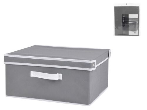 Scatola armadio Grey closet in polipropilene grigio con coperchio e 2 maniglie cm 41x35x20 h