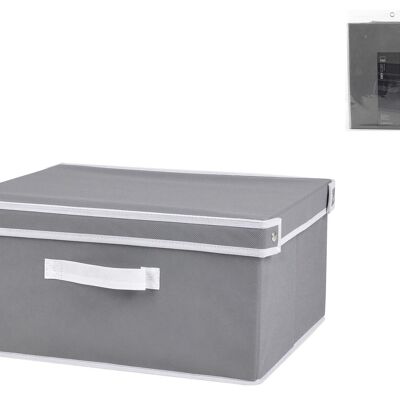 Gray closet box in gray polypropylene with lid and 2 handles cm 41x35x20 h