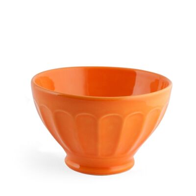 Iris ribbed bowl in orange ceramic 10 cm