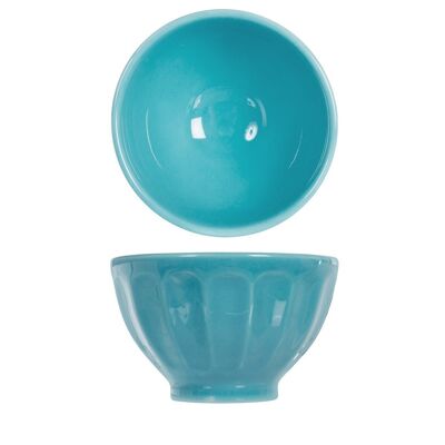Iris ribbed bowl in blue ceramic 10 cm