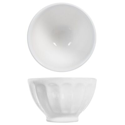 Iris ribbed bowl in white ceramic 10 cm