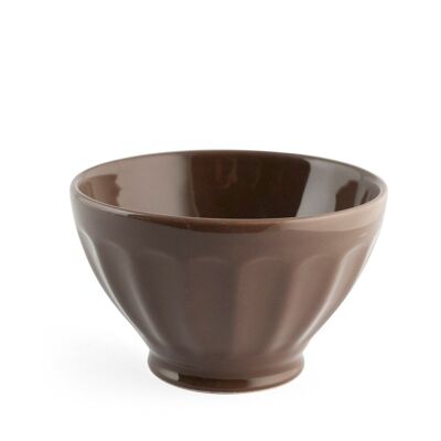 Iris ribbed bowl in brown ceramic 10 cm