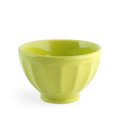 Iris ribbed bowl in green ceramic 10 cm