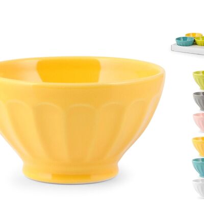 Multicolor ribbed bowl in ceramic assorted colors cm 14